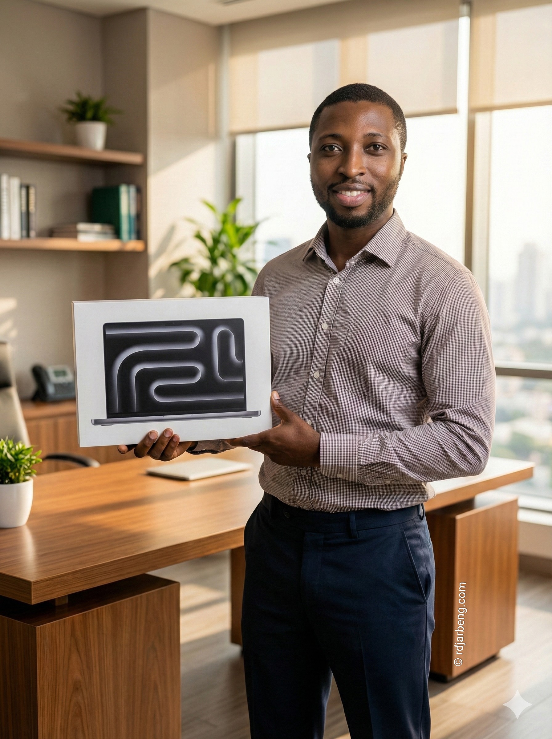 Richard advertising MacBook made for rdjarbeng.com