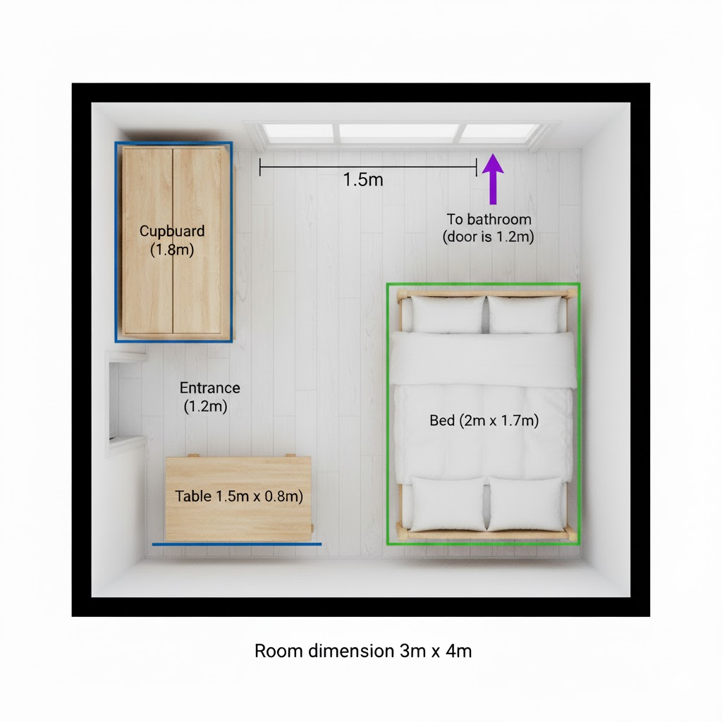 Output of photorealistic Room layout bird's eye view from nano-banana wrong window Output of photorealistic Room layout bird's eye view from nano-banana wrong window