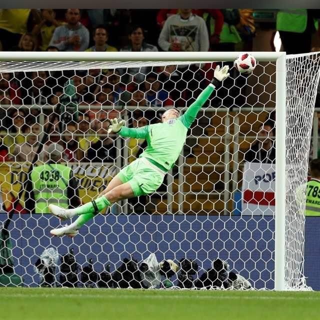 English goalkeeper making a spectacular save