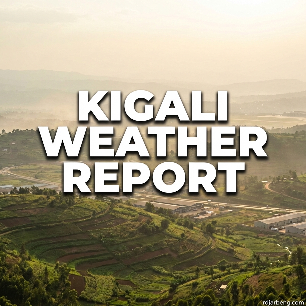 Kigali Weather Report thumbnail showing the hills and title for the post