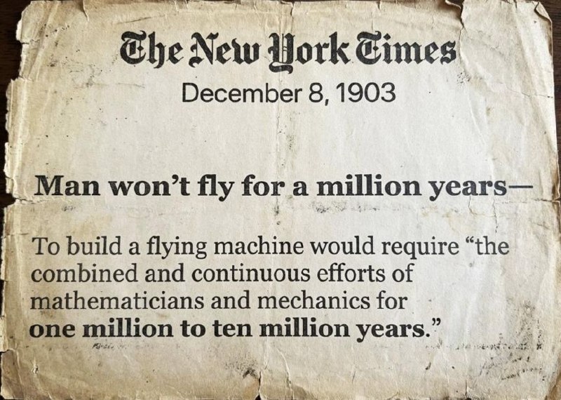 Man won't fly for a million years