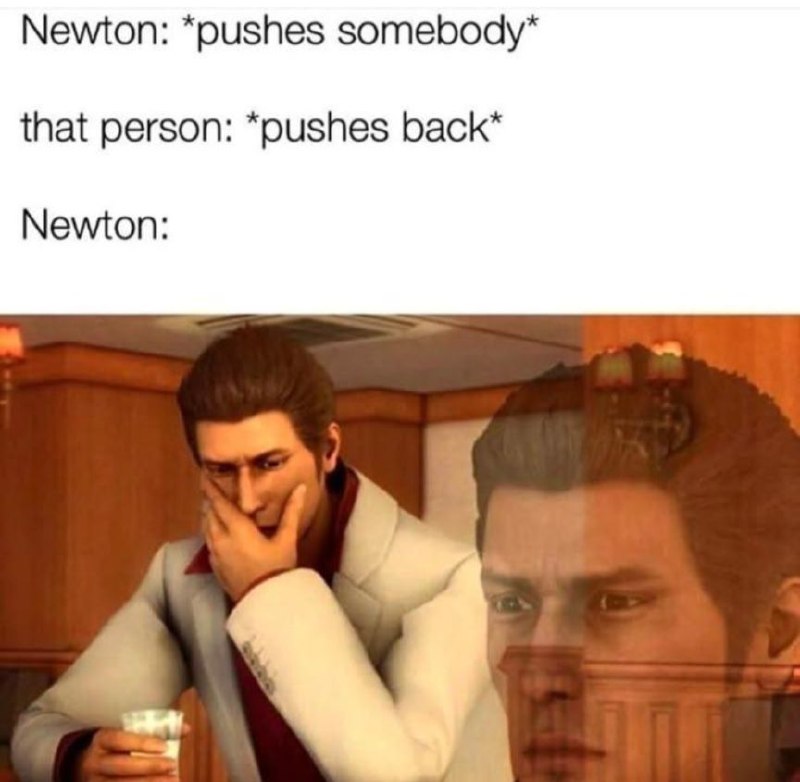 Newton: "pushes somebody