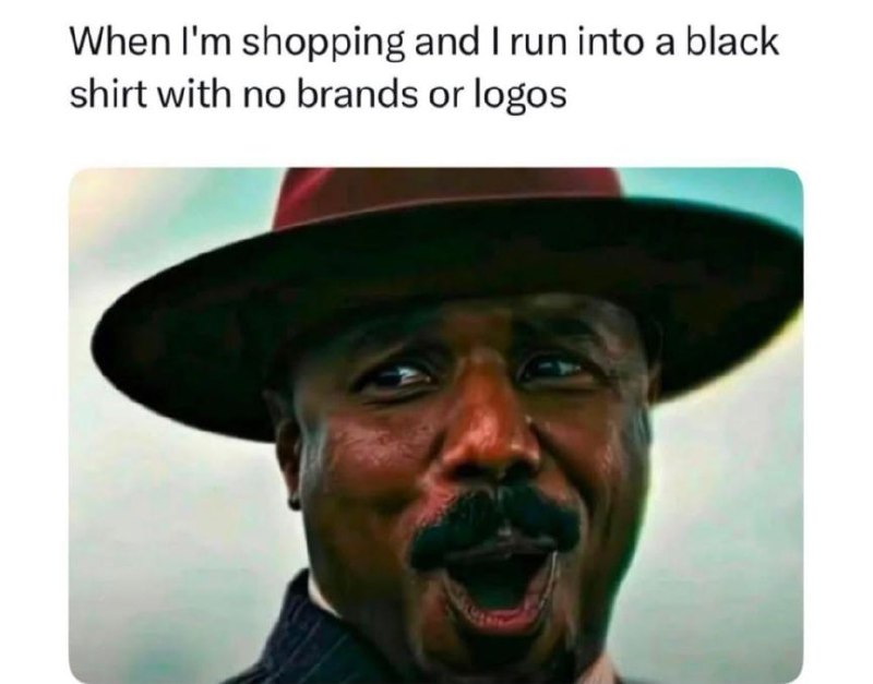 Shopping and finding shirts without logos and branding.