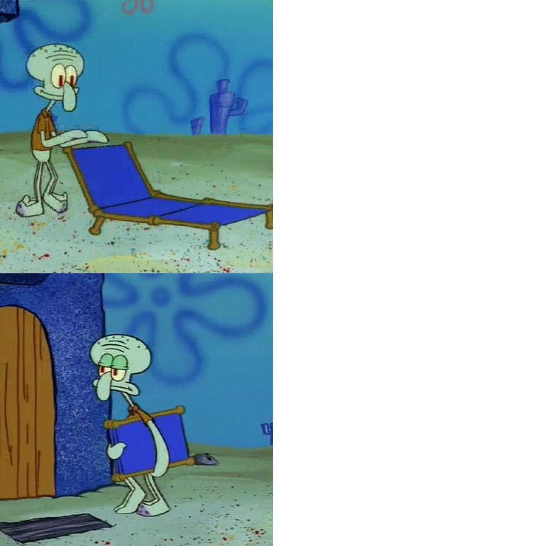 Squidward lawn chair meme