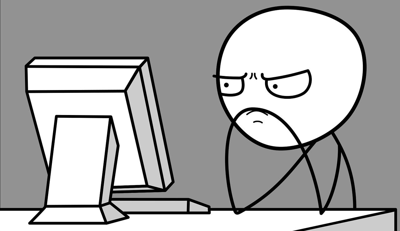 Stickman looking intently at the screen