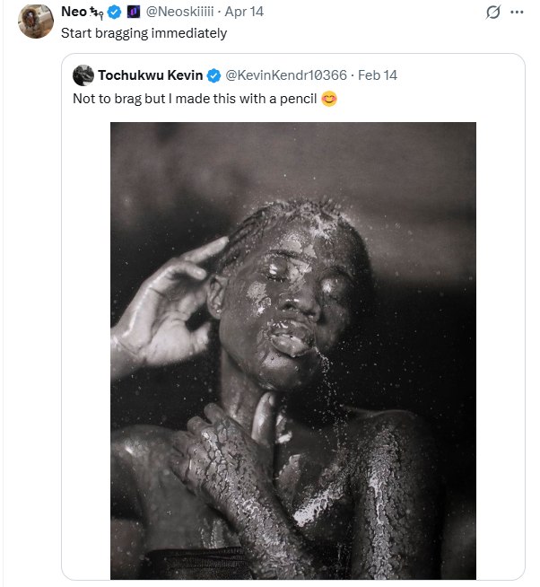 Pencil drawing showing water splashing on Twitter