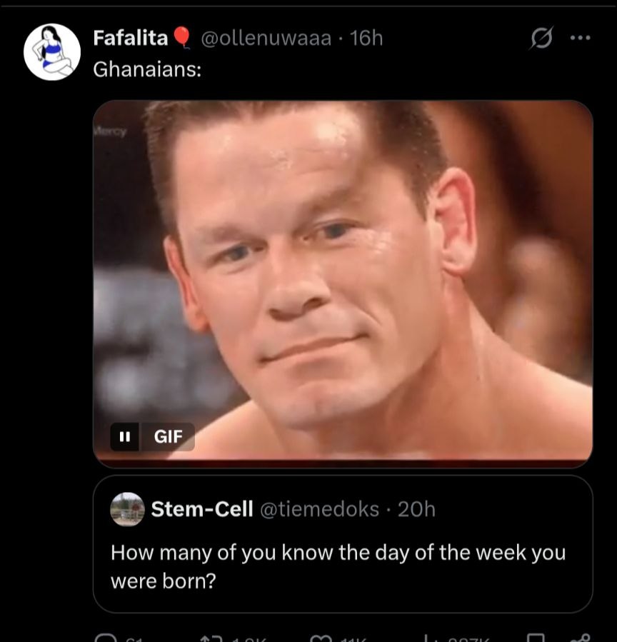 Others Guessing the Day of the  Week They Were Born Except Ghanaians