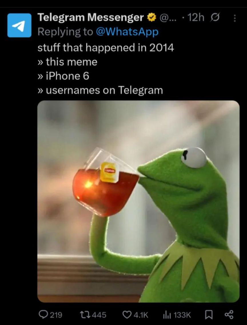 Telegram with the Burn on the WhatsApp announcement