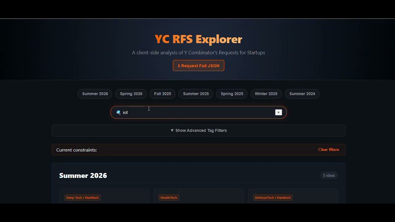 Y-combinator request for startups visualizer by rdjarbeng